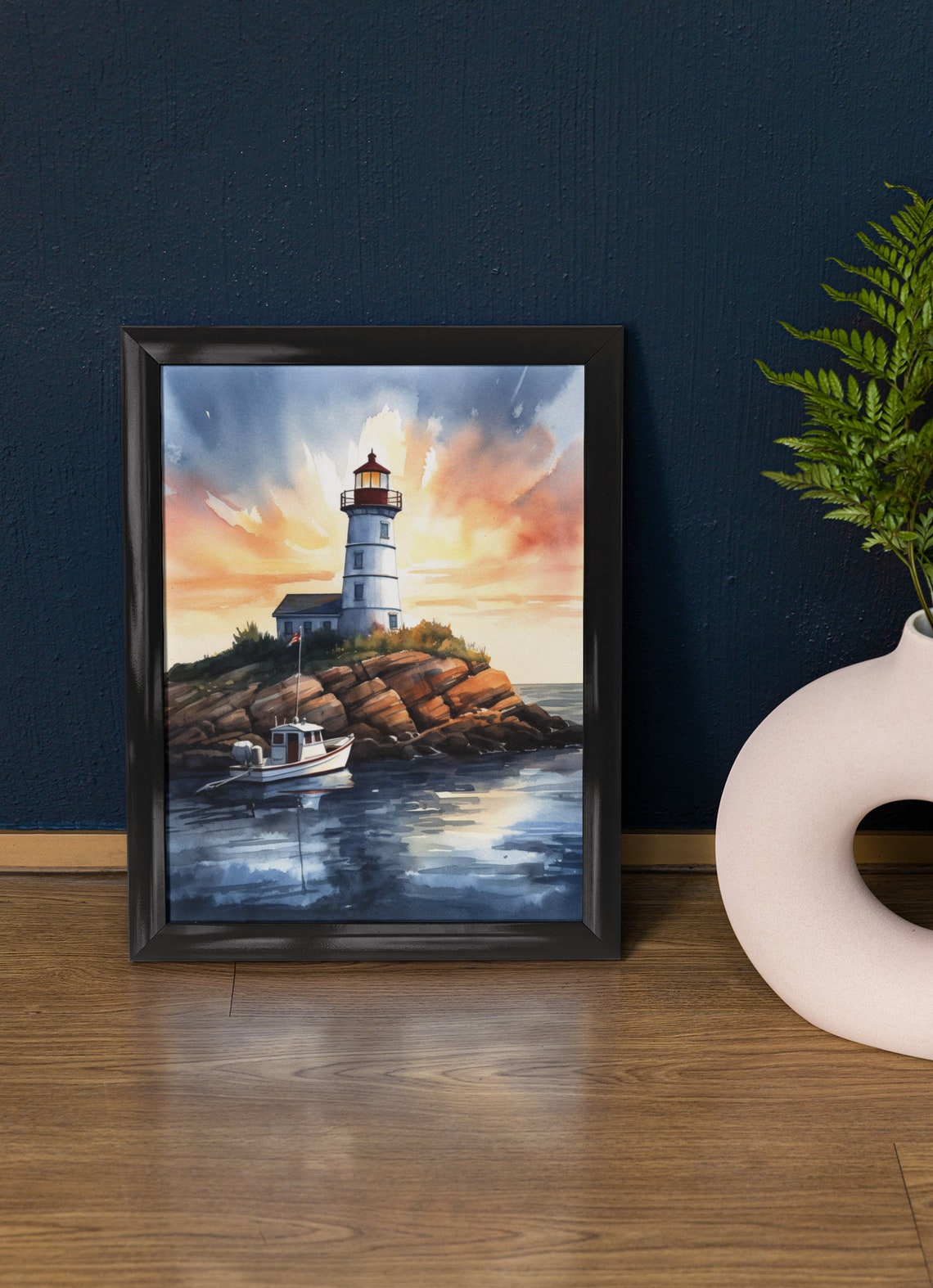 Lighthouse Art Print Lighthouse Painting Lighthouse Wall Art Beach Art Print Beach Wall Art Ocean Dcor Ocean Painting Ocean Theme