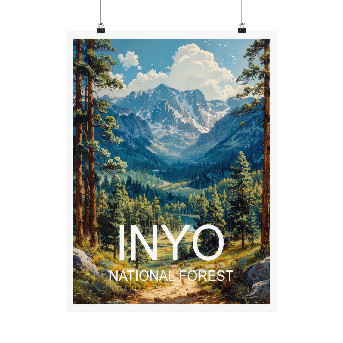 Inyo National Forest Snow Capped Sierra Peaks Pine Trail Poster - Image 5