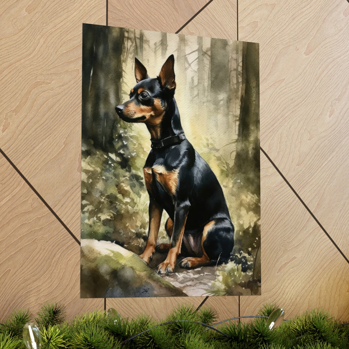 Miniature Pinscher Dog Art Print Dog Wall Art Animal Art Print Animal Art Poster Dog Lover Gift Colorful Animal Wall Art Cool Dog Art - Image 2