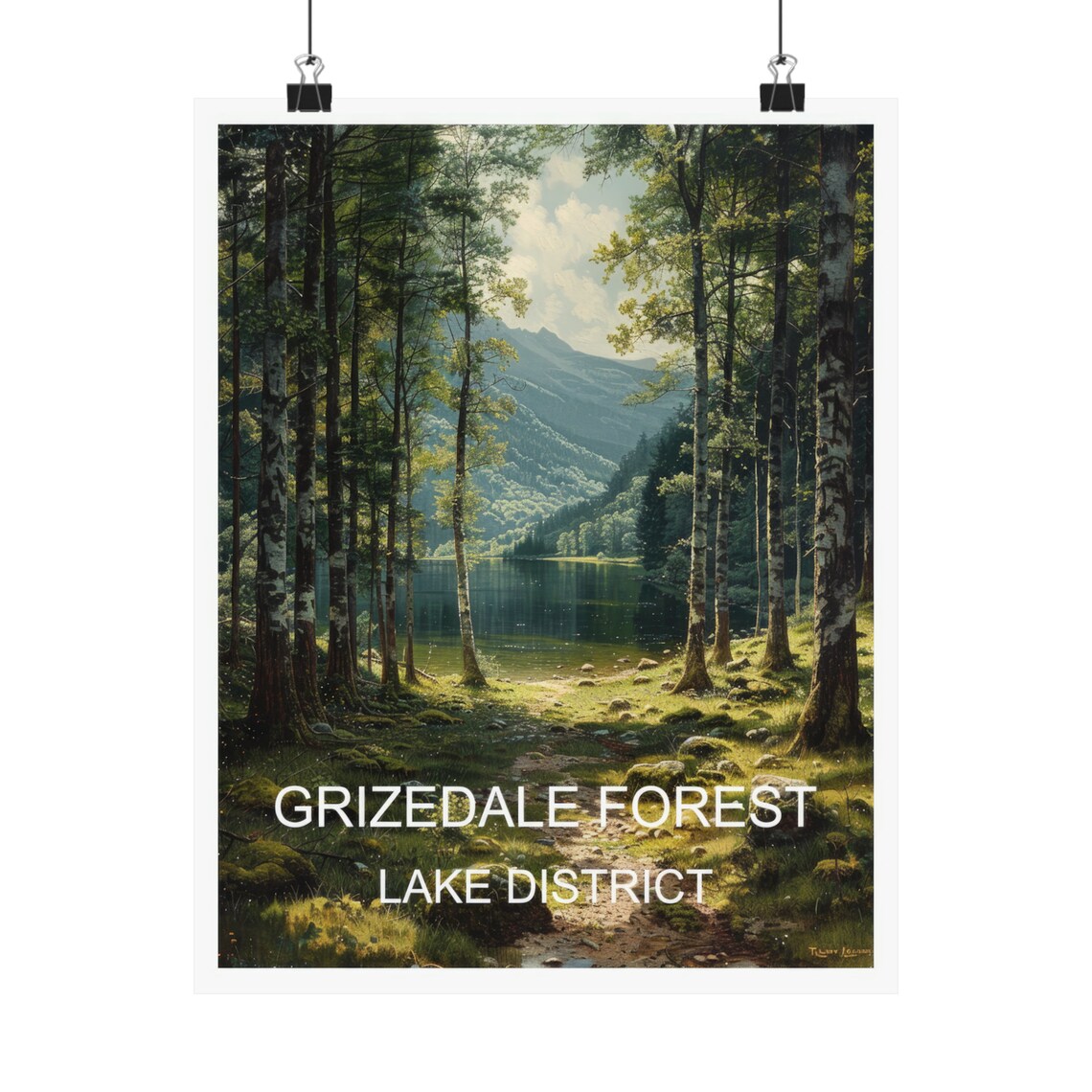 Grizedale Forest Lake District Woodland Lake View Travel Poster - Image 4