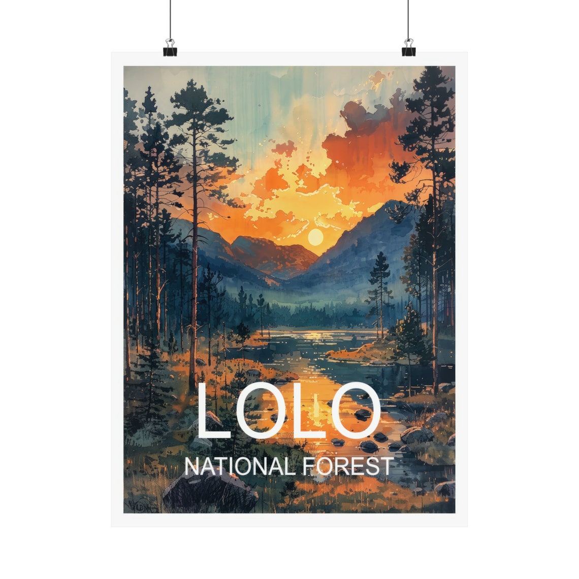 Lolo National Forest Sunset Over River And Pine Covered Peaks Poster - Image 5