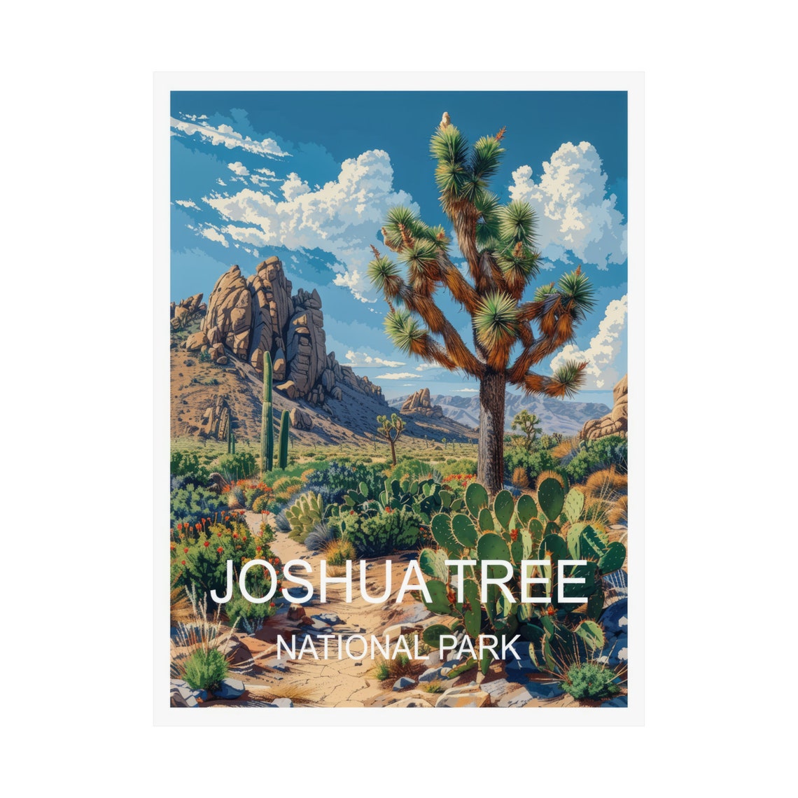 Joshua Tree National Park Desert Cactus Rock Vintage Travel Poster - Image 3