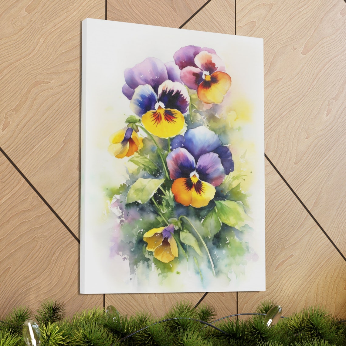 Colorful Pansy Flowers Watercolor Bouquet Floral Botanical Art Poster - Image 3