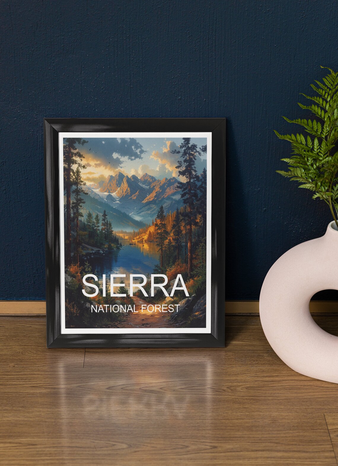 Sierra National Forest Alpine Lake Mountain Reflections Travel Poster
