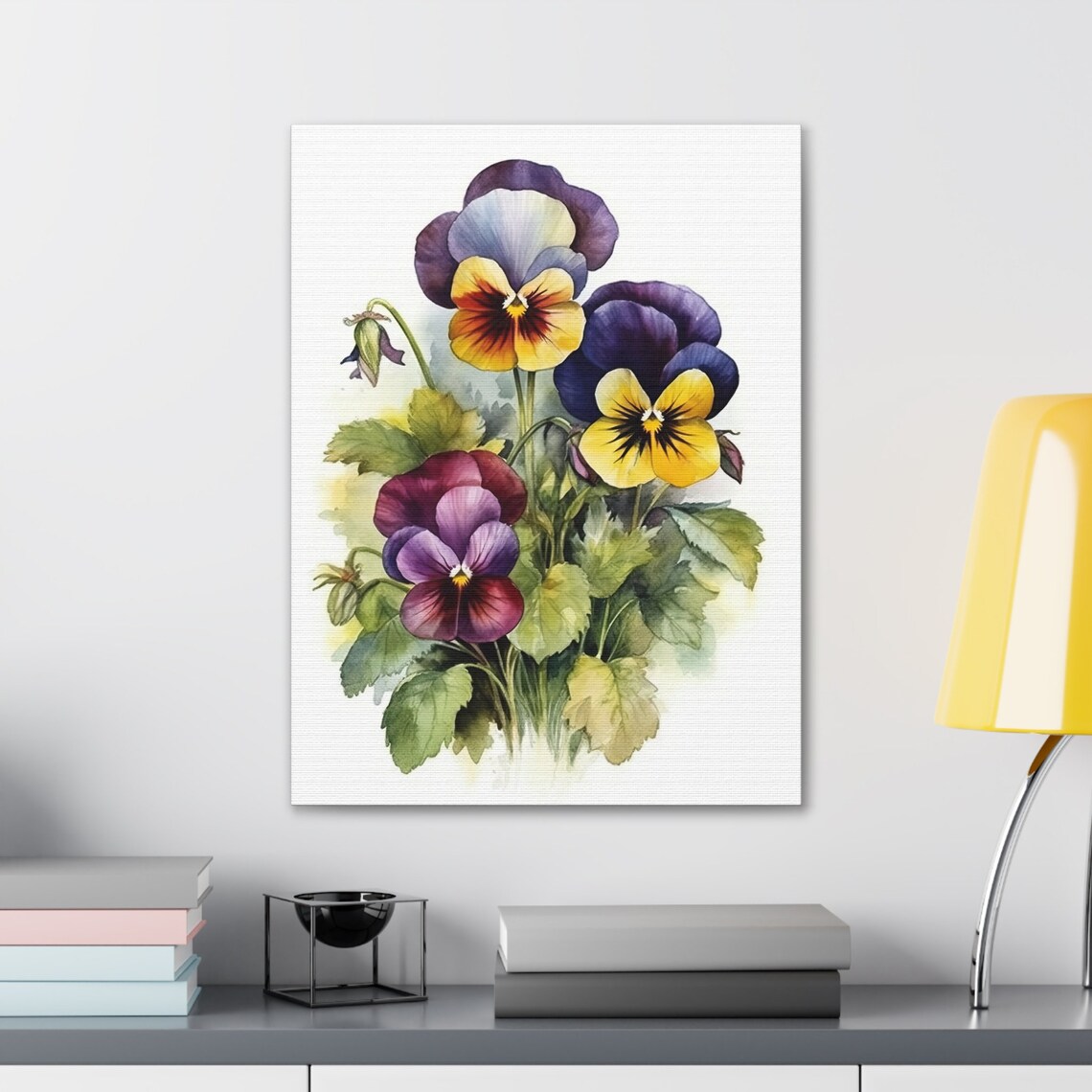 Cheerful Purple Yellow Pansy Flowers Watercolor Botanical Poster - Image 4