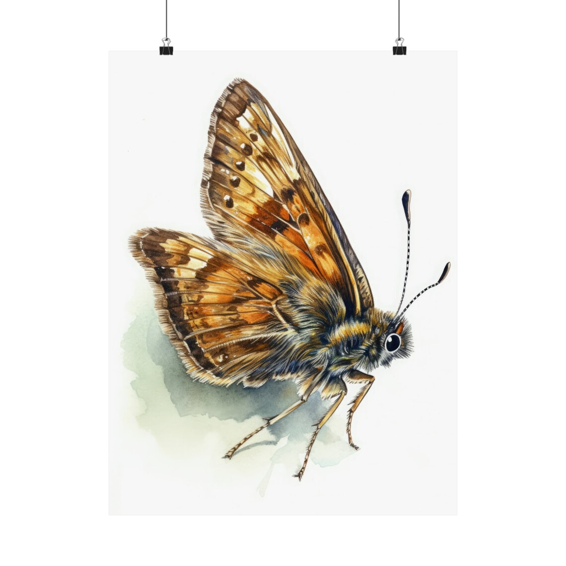 Orange Skipper Butterfly Watercolor Insect Nature Art Poster - Image 5