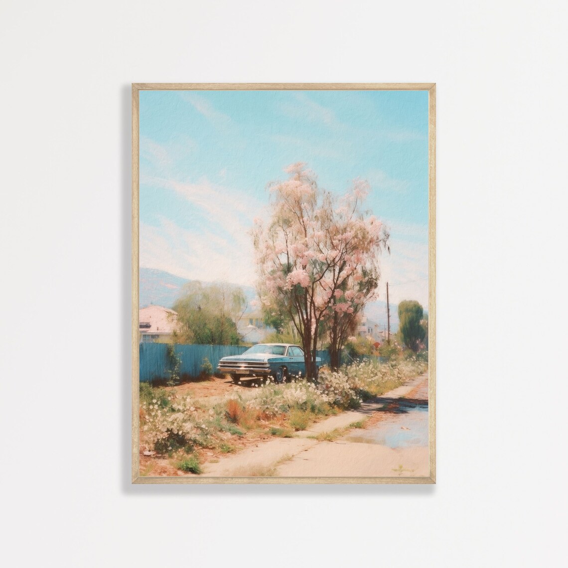 Retro Car Painting Aesthetic, Vintage Bedroom Art Print
