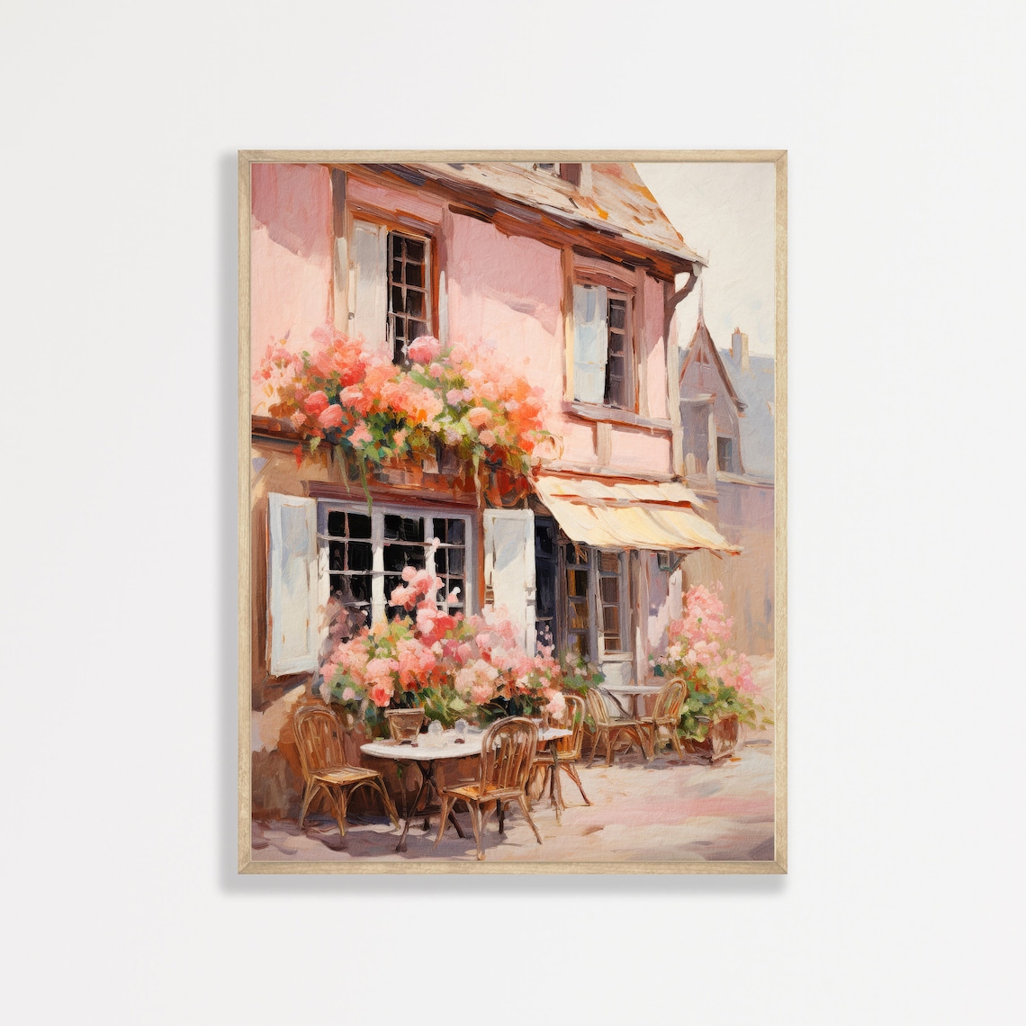 Pink Town Vintage European Travel Poster, Retro