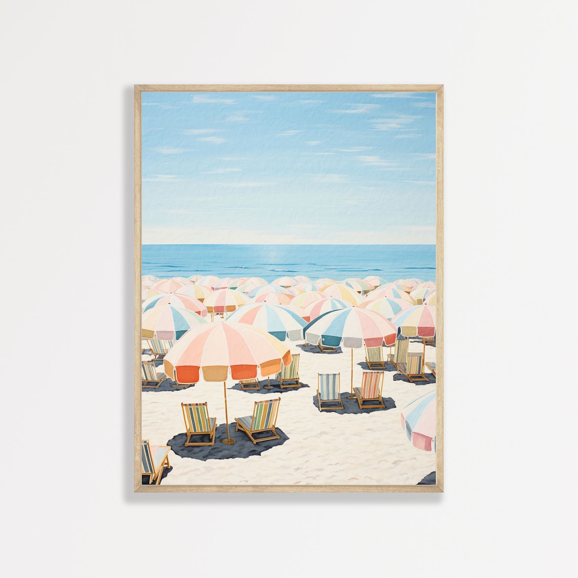 Retro Beach Umbrellas Art Print, Coastal Minimalist