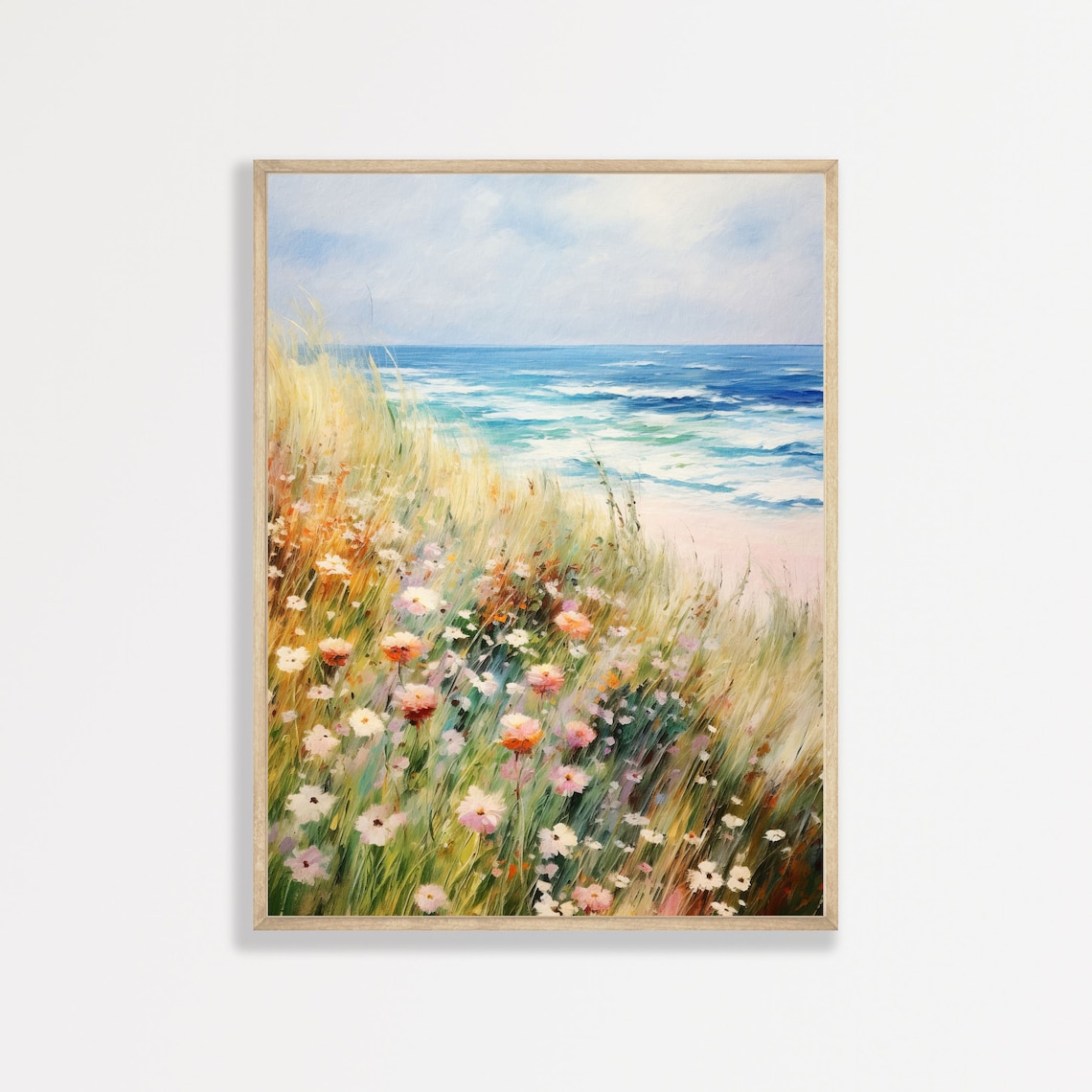 Coastal Wildflowers, Minimalist Vintage Art Print