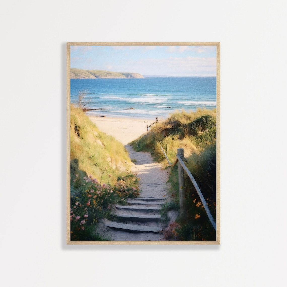 Beach Path, Vintage Coastal Oil Painting Print