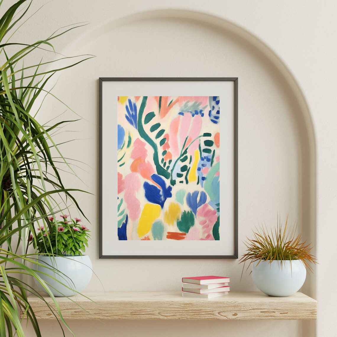 Abstract Matisse Style Colorful Botanical Cutout Eclectic Modern Art Wall Print - Image 2