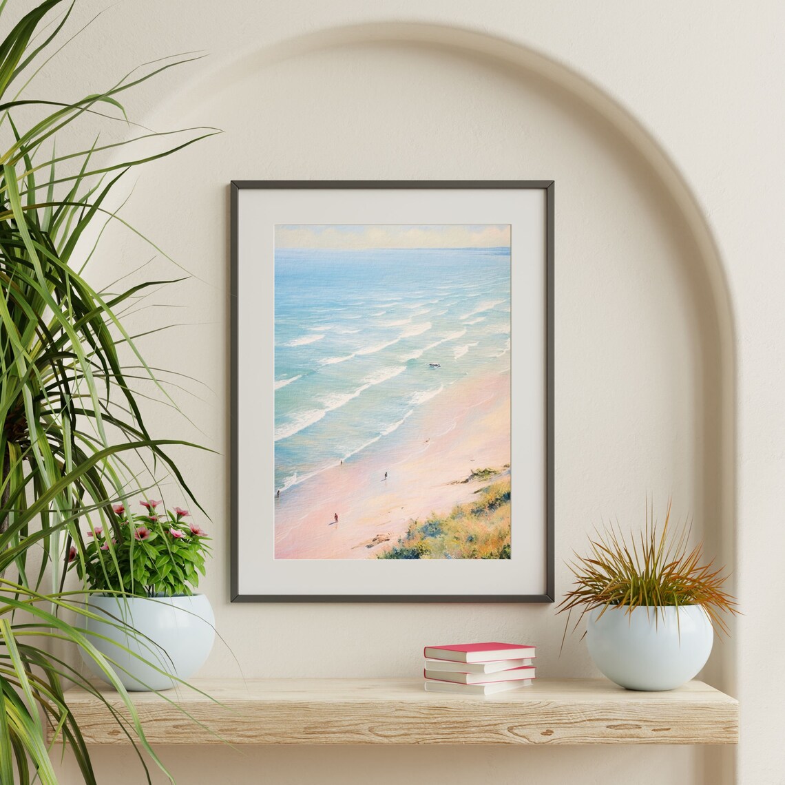 Pastel Beach Seascape, Vintage Coastal Art Print - Image 2