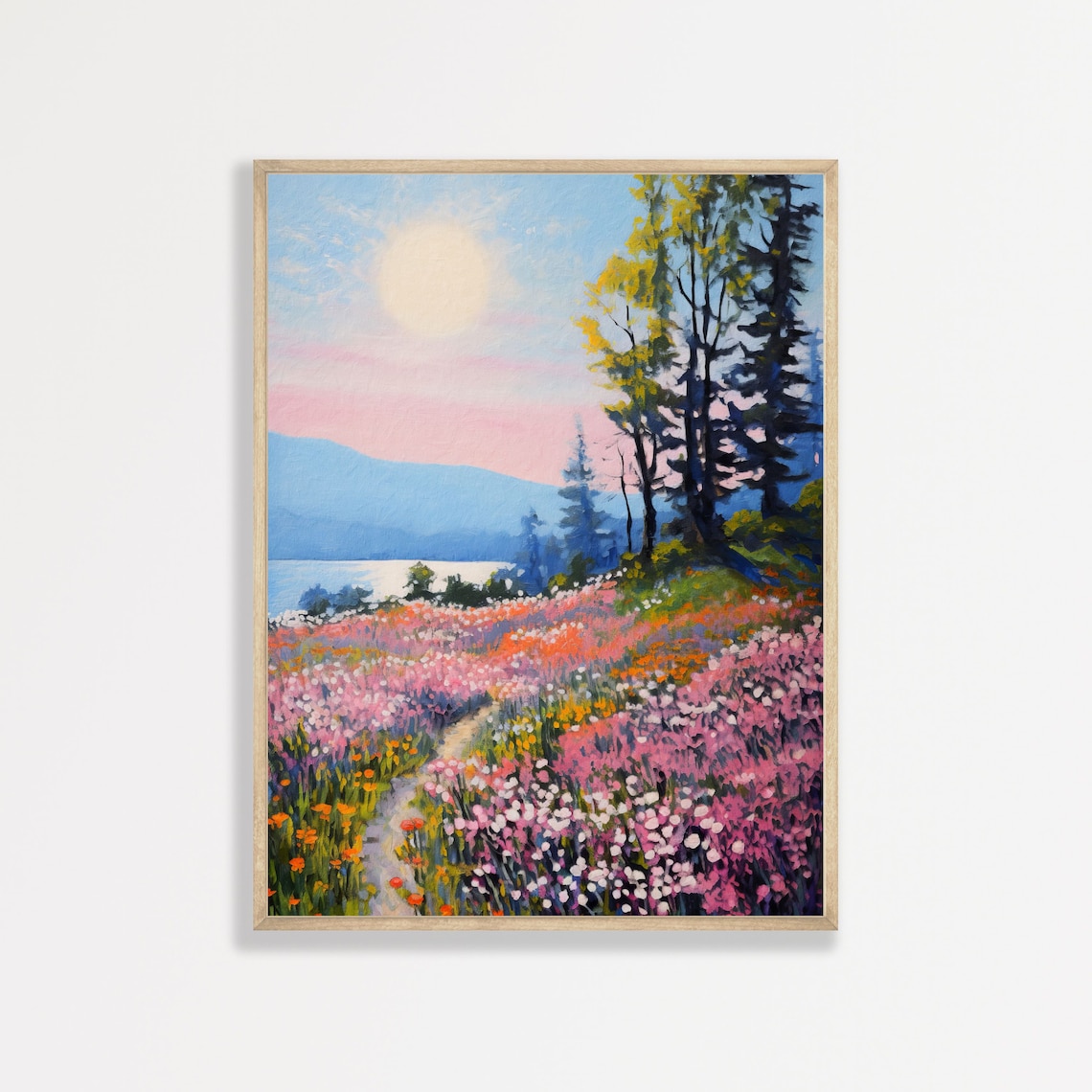 Vintage Country Landscape Art Print, Spring Field