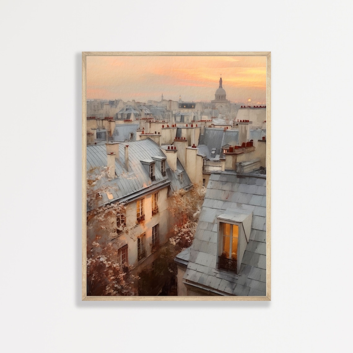 Paris Rooftops, Vintage Paris France Travel Poster
