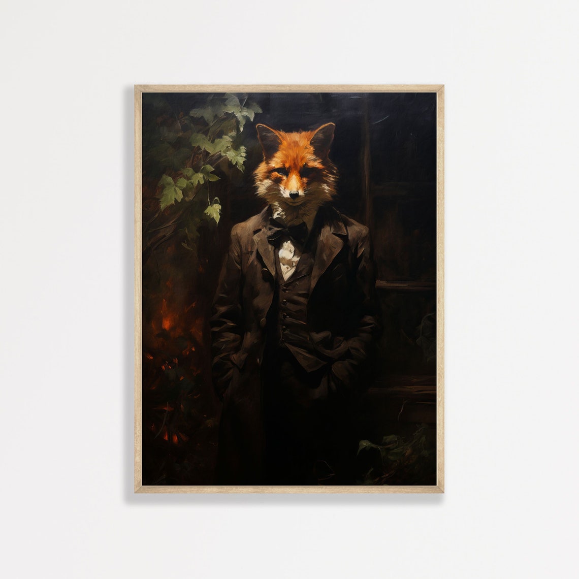 Gentleman Fox in Victorian Suit Moody Dark Academia Animal Poster