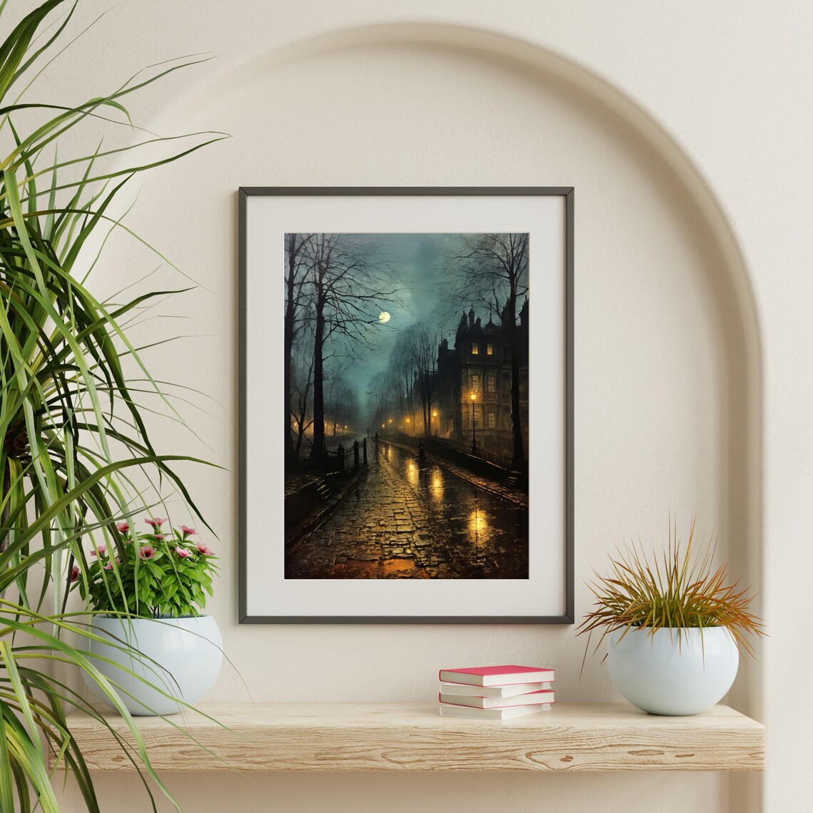 City Moon Painting, Dark Academia Wall Art Print - Image 2