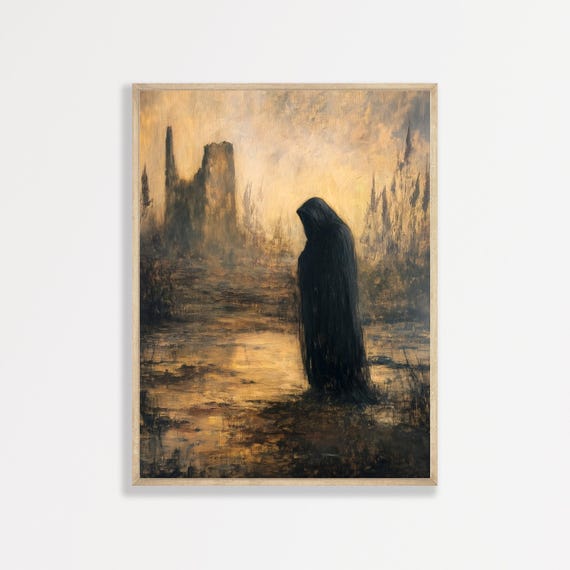 Spooky Painting Vintage Moody Macabre Wall Art Antique Dark Academia Decor Living Room Apartment Print 1031