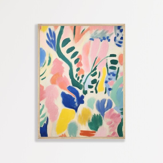 Abstract Matisse Style Colorful Botanical Cutout Eclectic Modern Art Wall Print