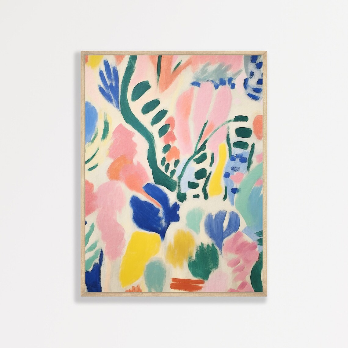 Abstract Matisse Style Colorful Botanical Cutout Eclectic Modern Art Wall Print
