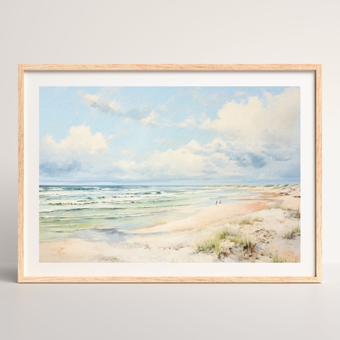 Muted Beach Retro Coastal Oil Painting Art Print - Image 2