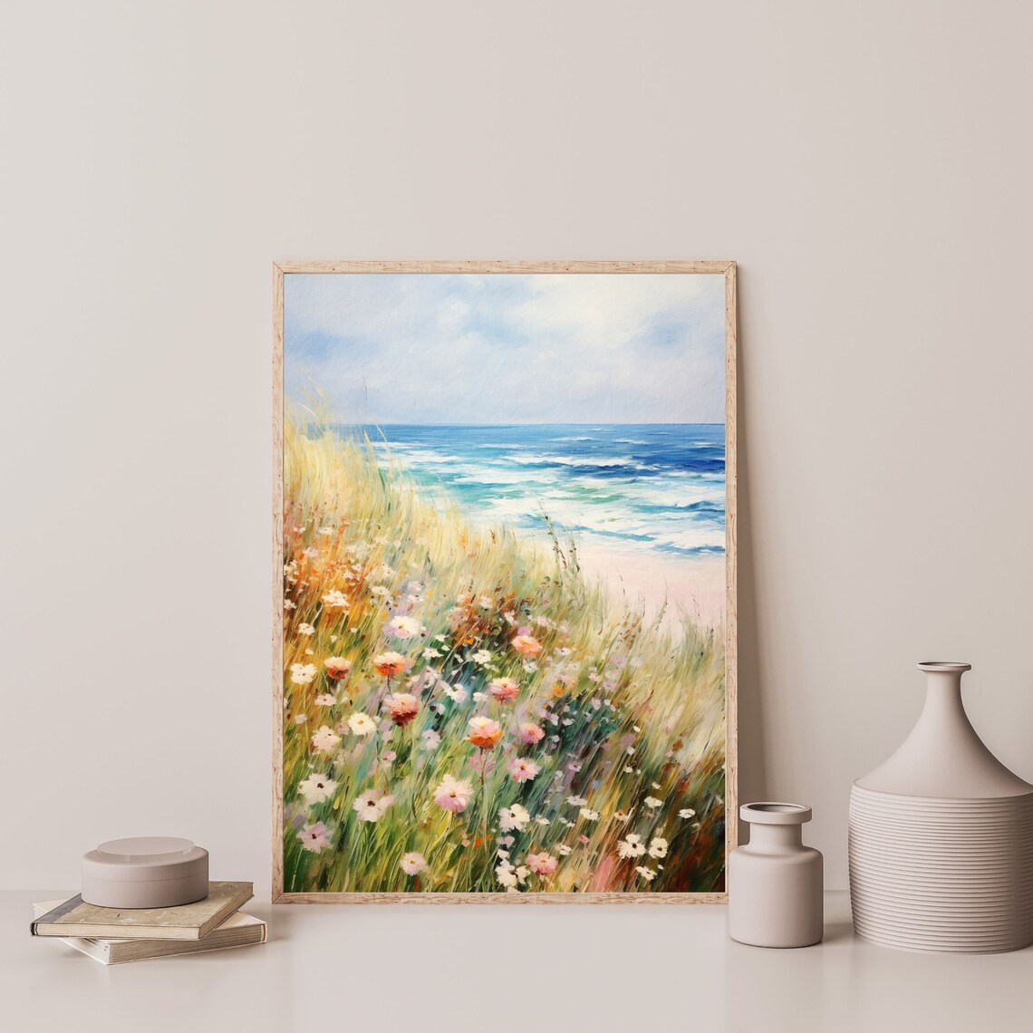 Coastal Wildflowers, Minimalist Vintage Art Print - Image 3