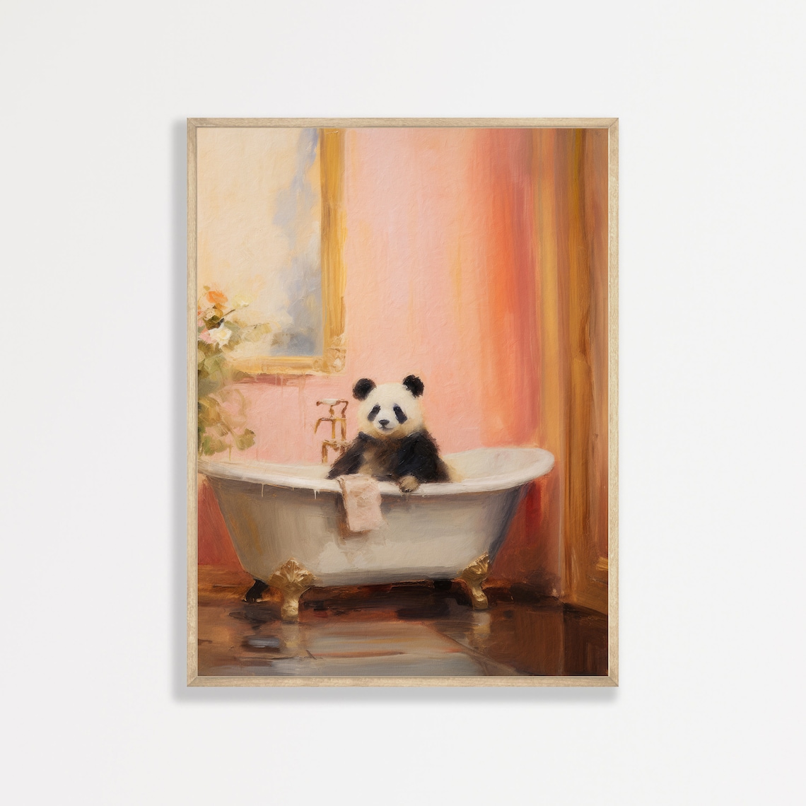 Panda Retro Bathroom Art Print, Cute Nursery Decor