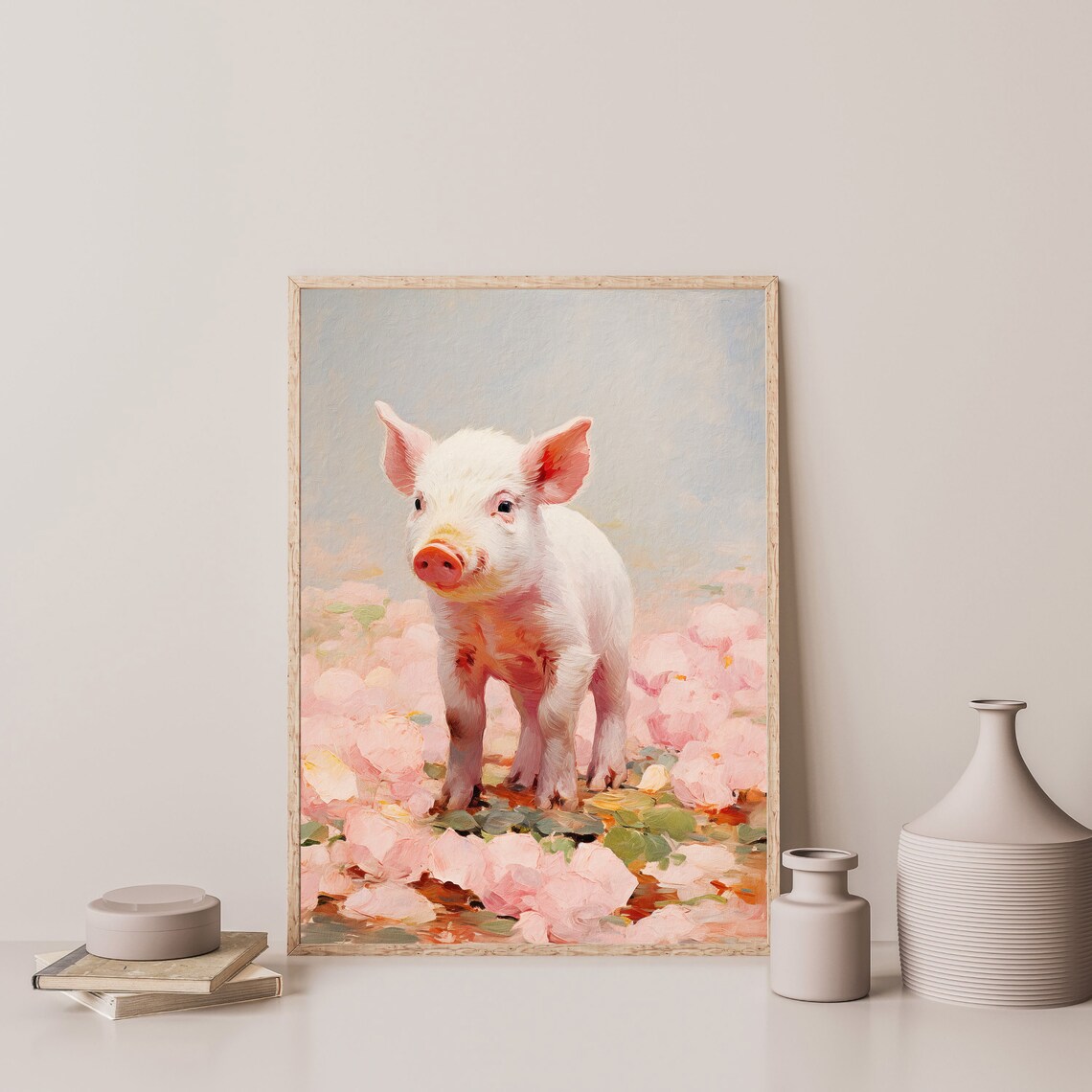 Retro Pig Vintage Nursery Art Print, Farmhouse Decor - Image 3