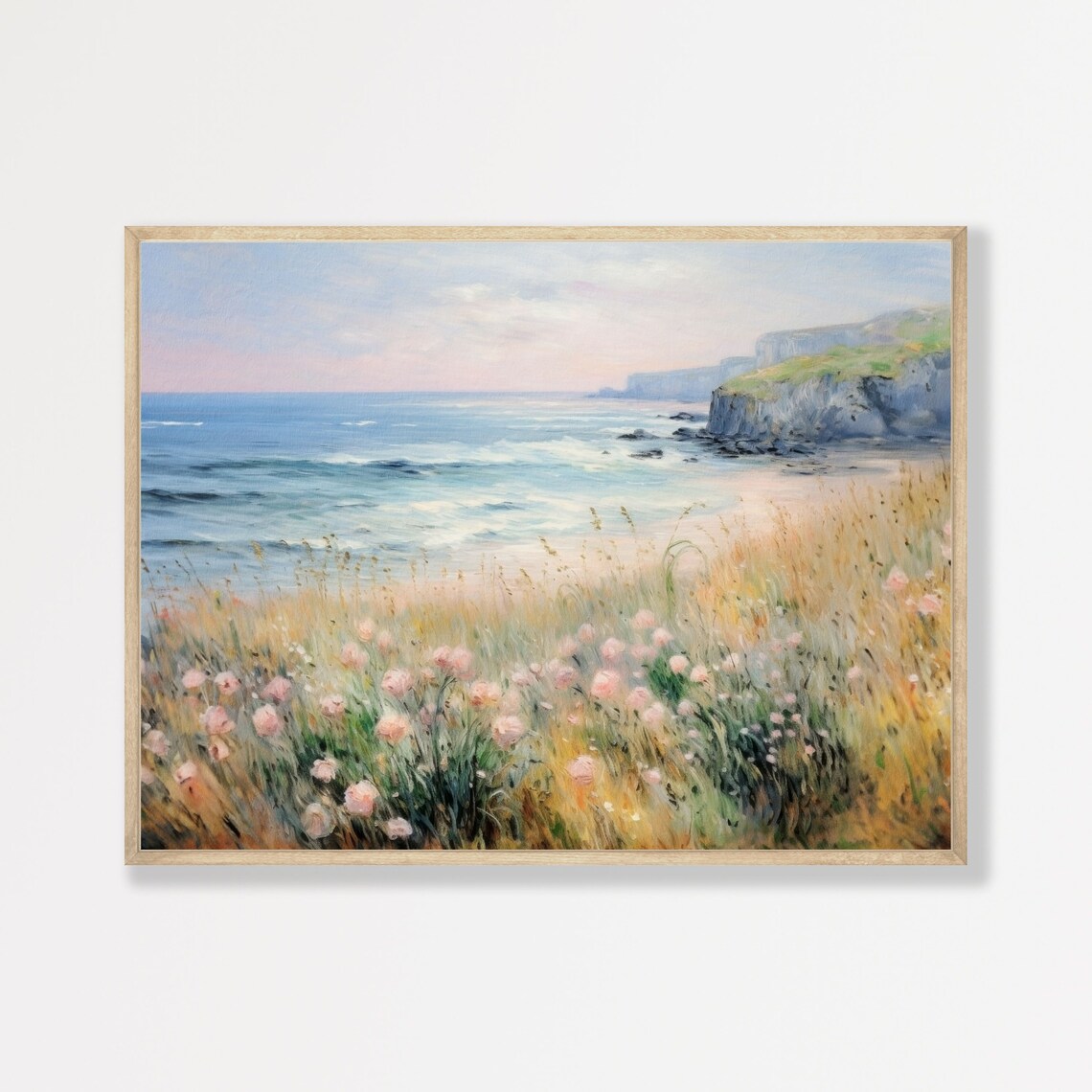 Muted Seascape Retro Coastal Beach Art Print