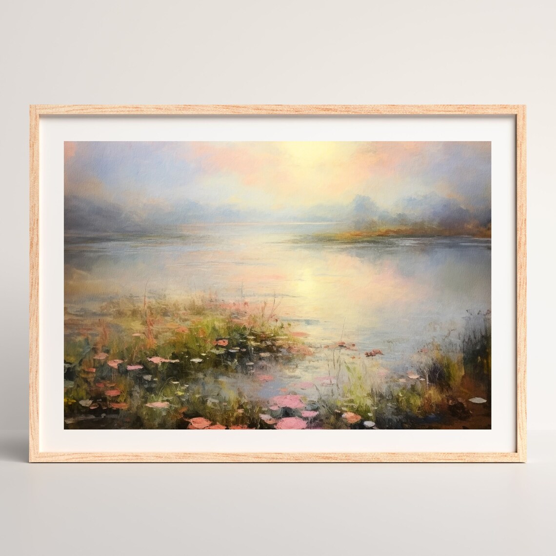 Lake Landscape Vintage Oil Painting, Retro Art Print - Image 2