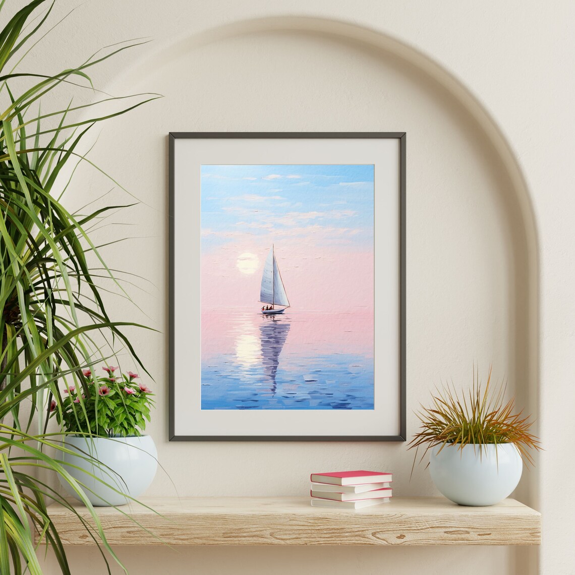 Pastel Sailboat Summer Beach Art Print, Coastal Boho - Image 2