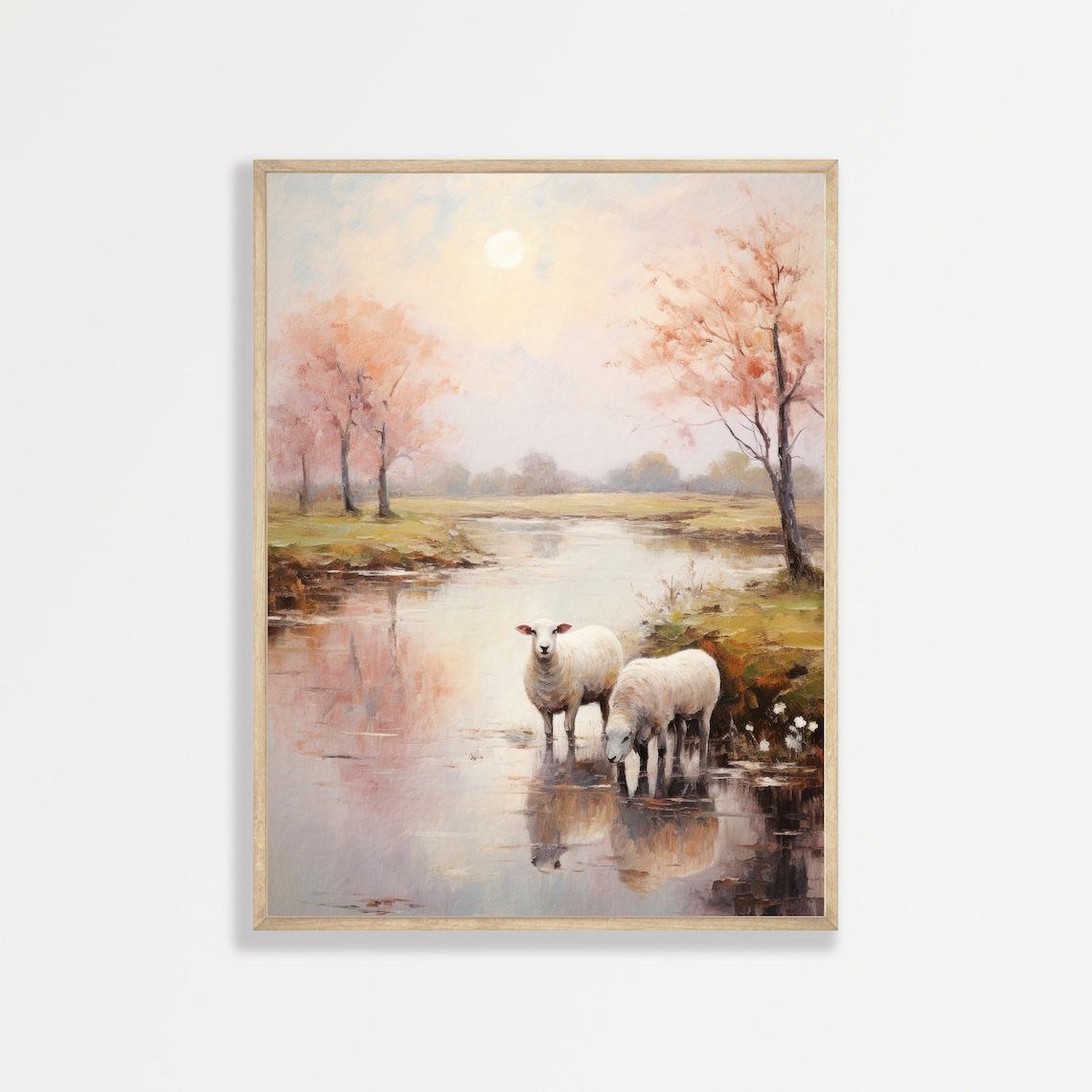 Country Sheep Vintage Farmhouse Art Print, Field