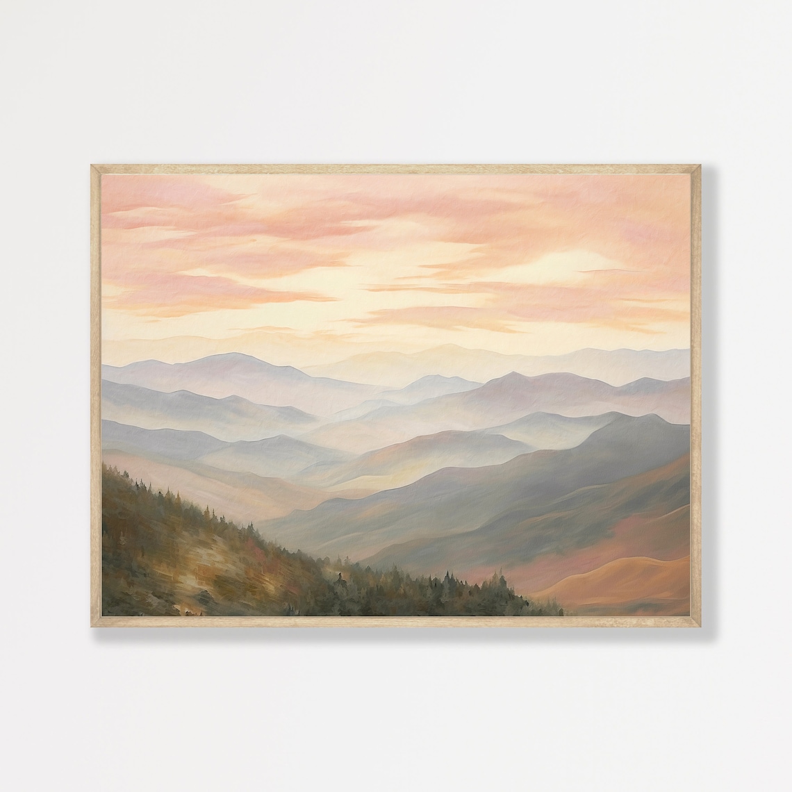 Misty Rolling Hills, Minimalist Landscape Art Print