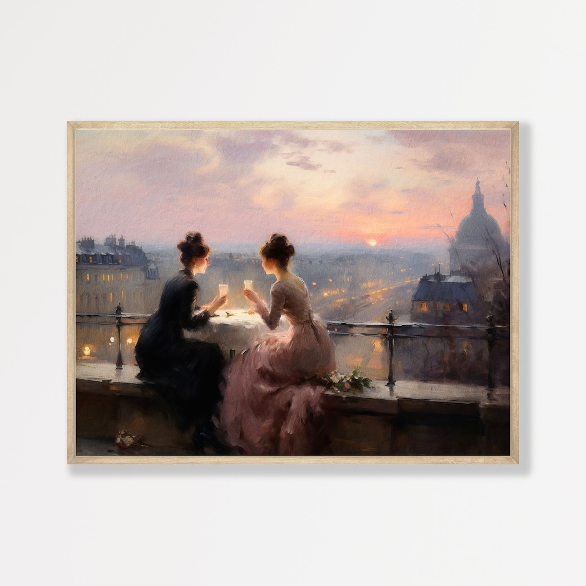 Paris Rooftop Retro Travel Poster, Vintage Decor