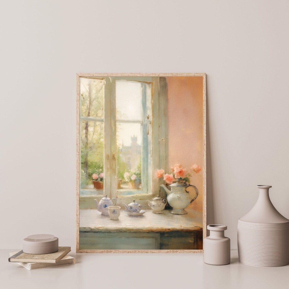 Rustic Still Life Retro Pastel Interior Art Print - Image 3