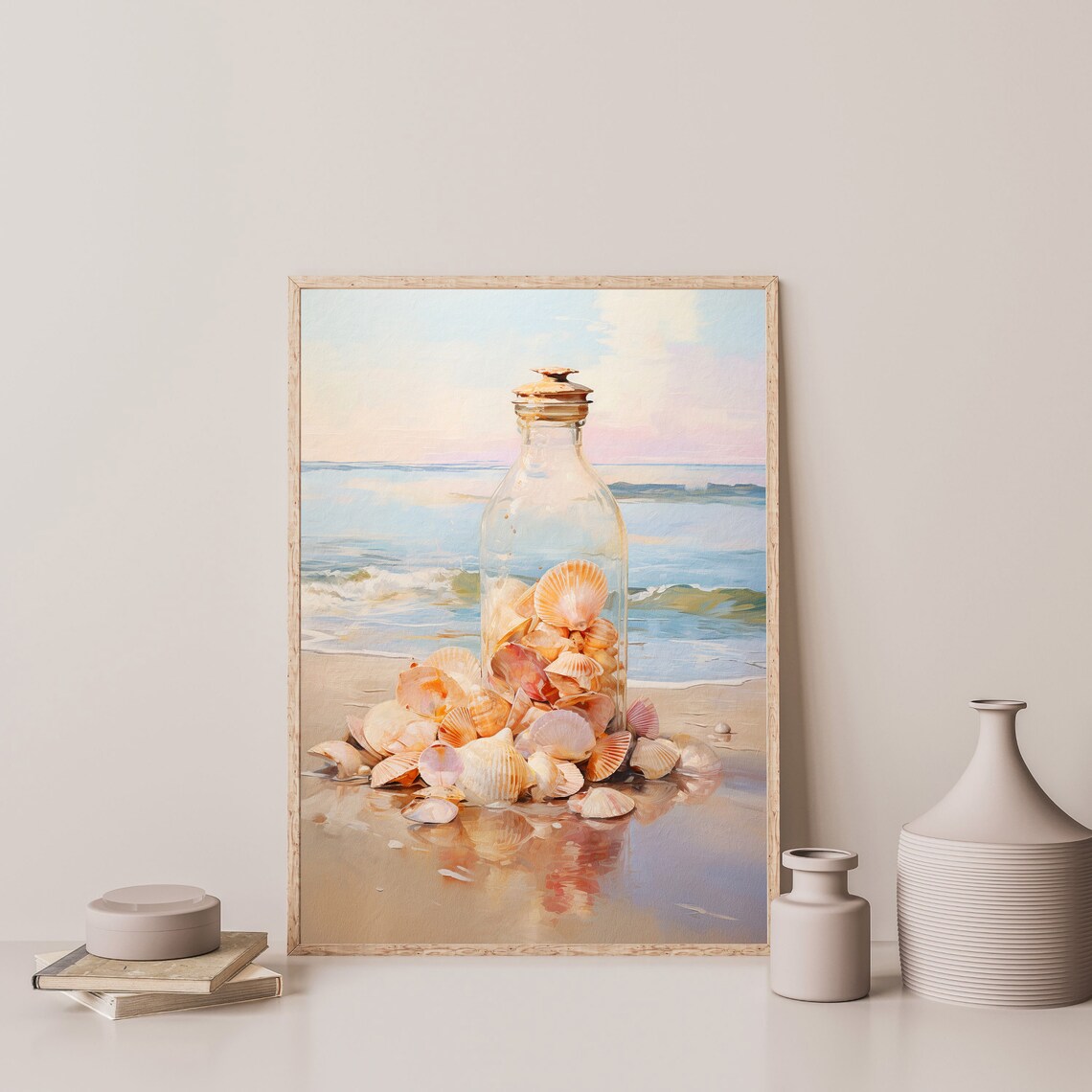 Beach Seashells Retro Coastal Vintage Art Print - Image 3