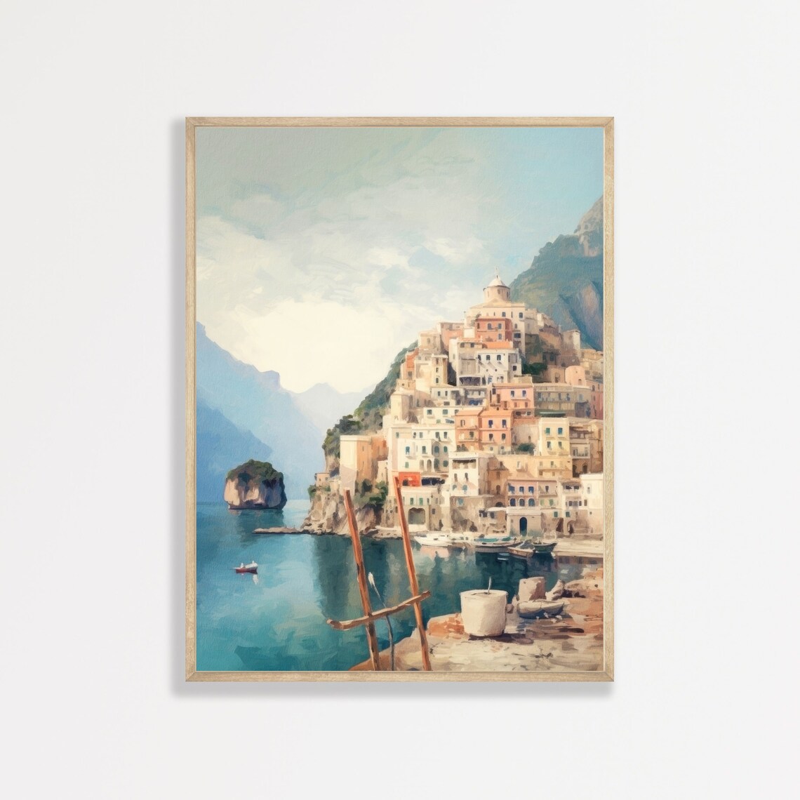 Amalfi Coast Retro Italy Bedroom Travel Poster