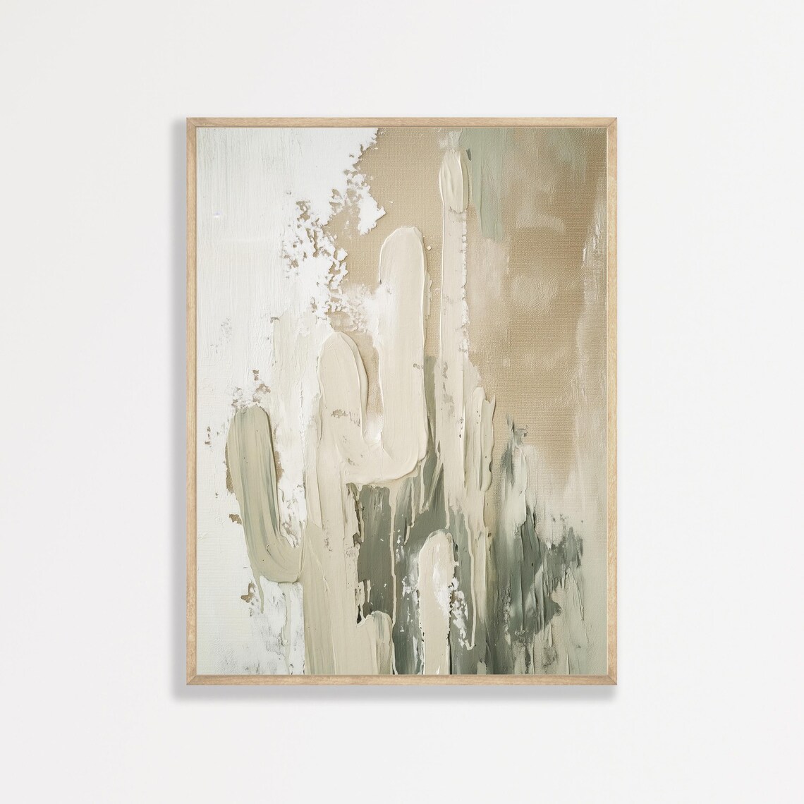 Abstract Neutral Cactus Beige Sage Textured Desert Botanical Poster