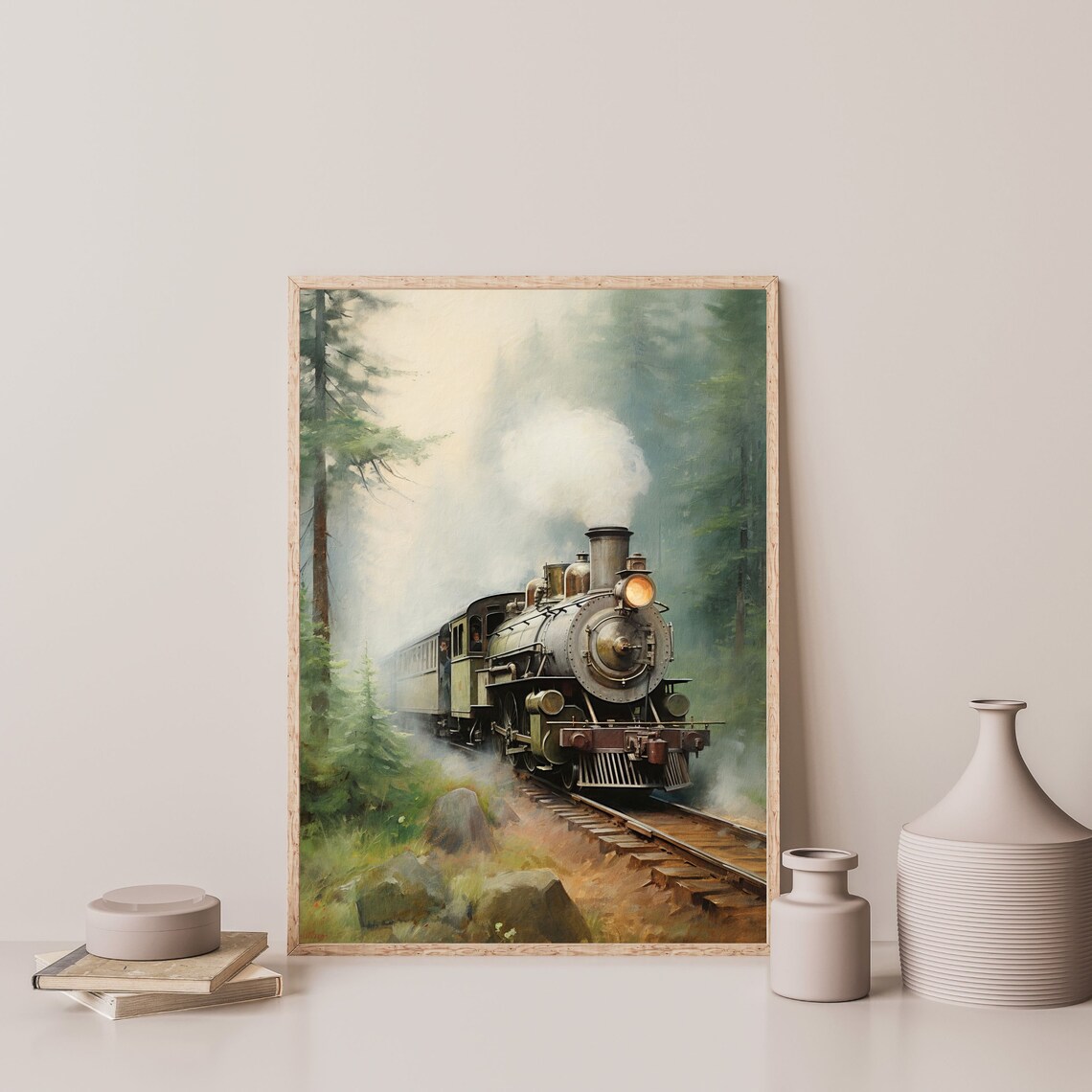 Forest Train Vintage Scenery Art Print for Nursery - Image 3