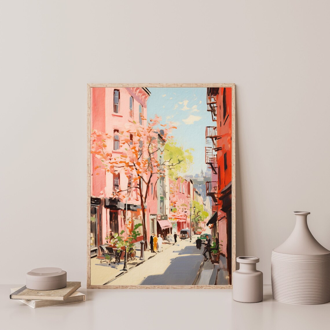 Retro City Painting, Vintage Eclectic Travel Poster - Image 3