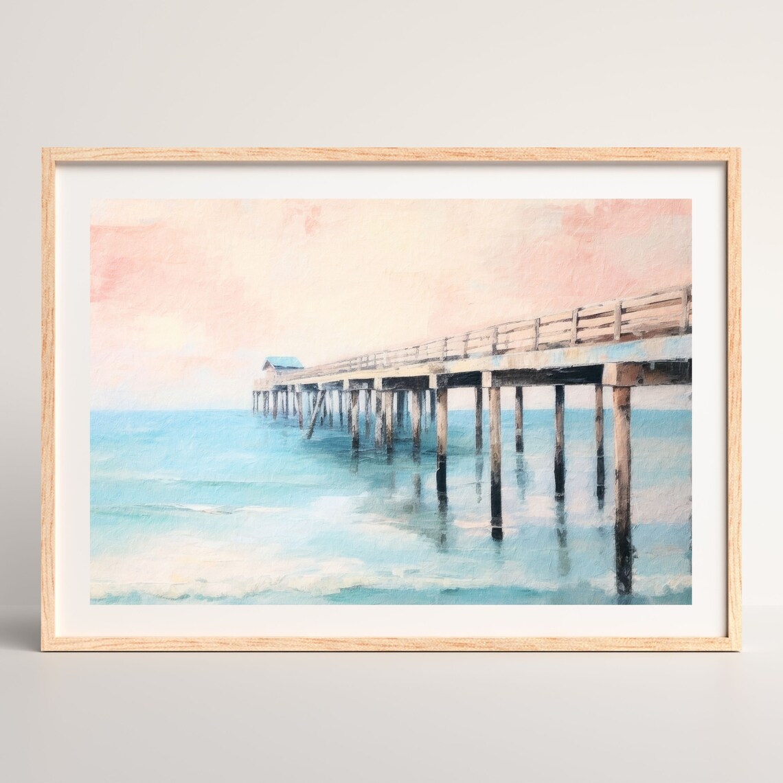 Muted Beach Retro Coastal Landscape Art Print - Image 2