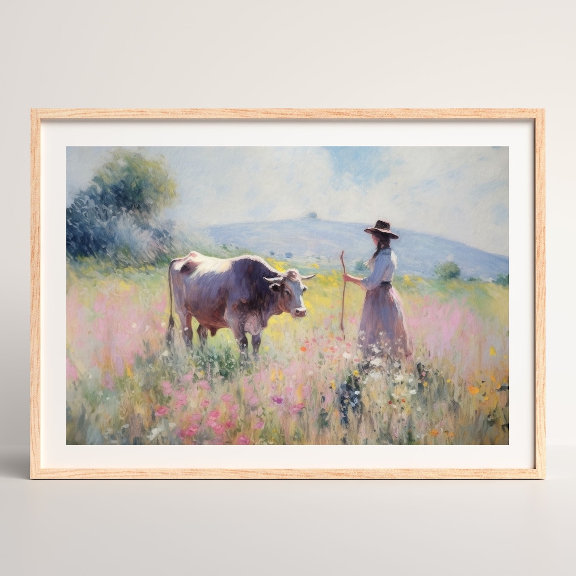 Rustic Farm Retro Countryside Painting Art Print - Image 2