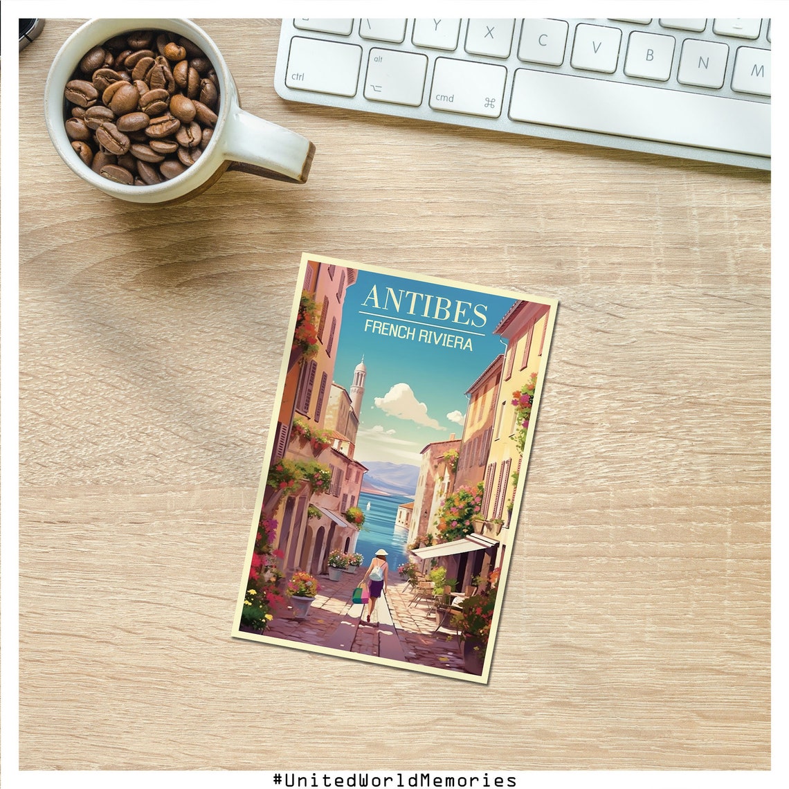 French Riviera Travel Poster Antibes Poster France Poster French Riviera Wall Art French Riviera Gift Antibes Print Antibes France Art - Image 4