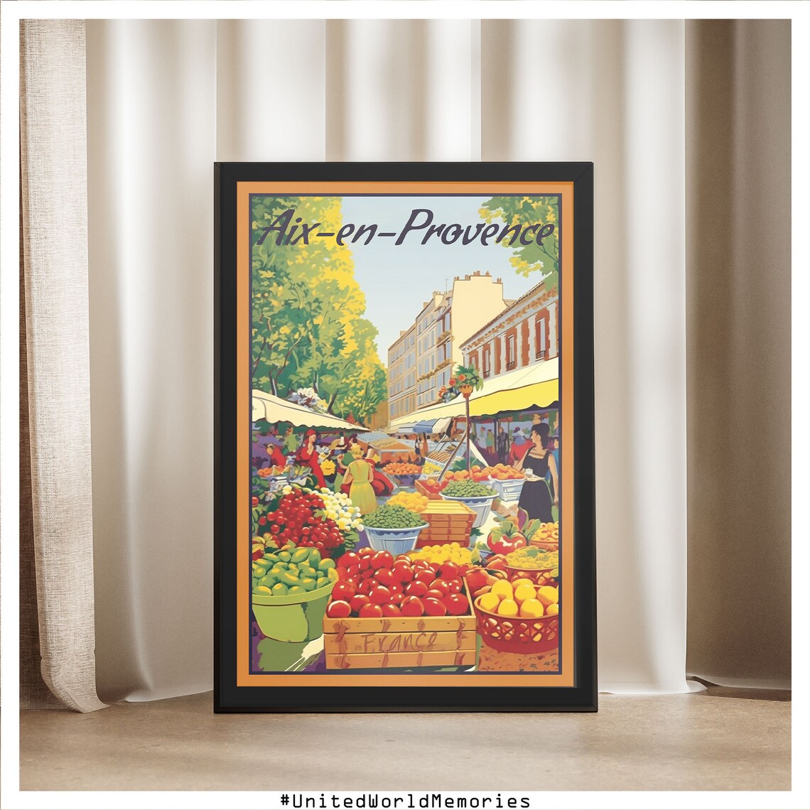 Aix-en-Provence Vintage Market Day Retro France Street Food Poster - Image 5