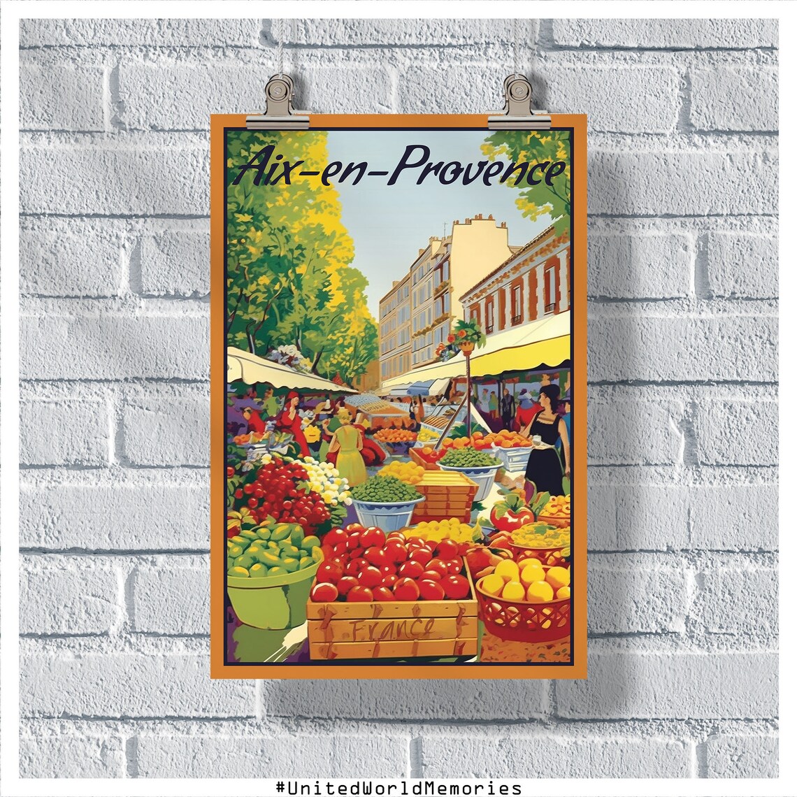 Aix-en-Provence Vintage Market Day Retro France Street Food Poster