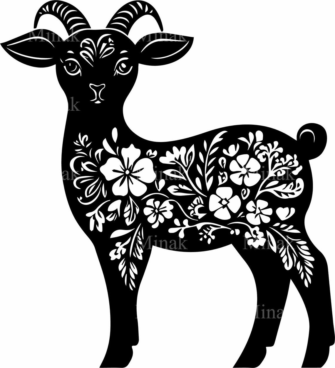 Floral Lamb Silhouette, Farmhouse Vector Art - Image 2