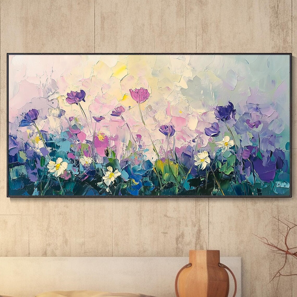 Purple Wildflower Meadow Pastel Dreamy Floral Garden Art Poster