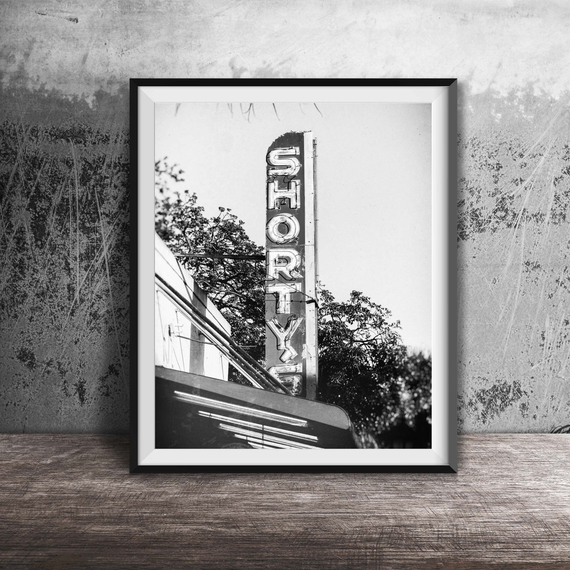 Shorty's Tall Orange Vertical Sign Against Blue Sky Photography Poster - Image 2