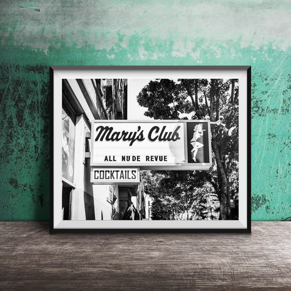 Marys Club All Nude Revue, Portland Travel Poster Print - Image 2
