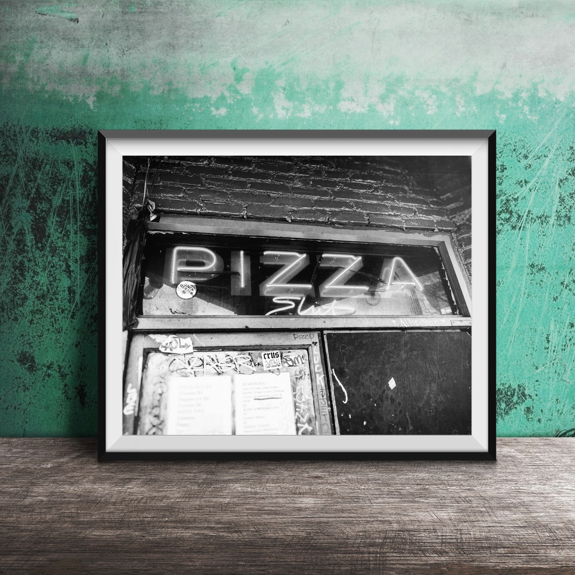 Pizza Slut Red Neon Sign Downtown Portland Shop Window Poster - Image 2